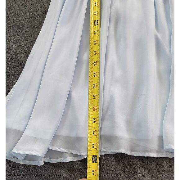 Lulus Sz Small Lover's Game Baby Blue Lace Chiffon Halter Skater Dress - Picture 14 of 16